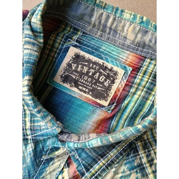 BKE Shirt Men XXL Vintage 1967 Pearl Snap Western Cowboy Tailored Short Sleeves - Picture 4 of 6